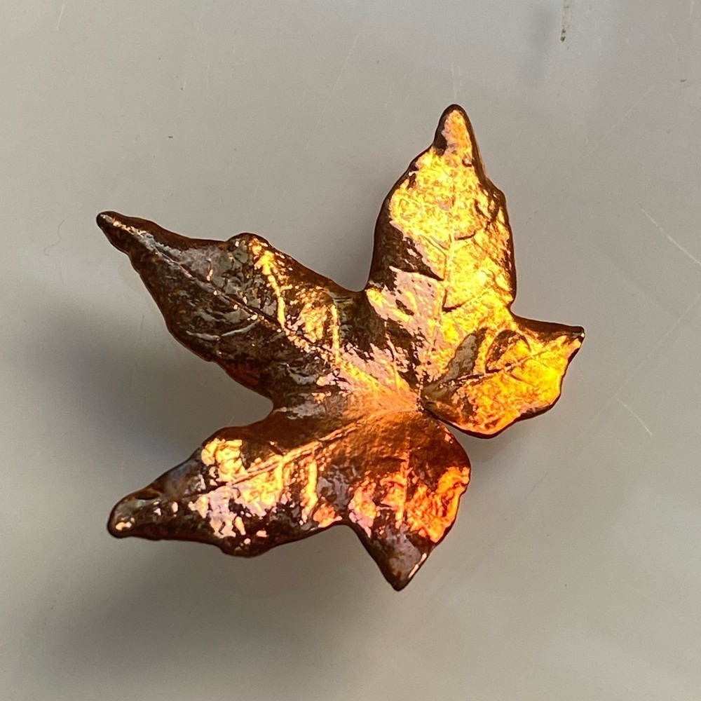 SpenCraft Copper Maple Leaf Brooch Pin Real Leaves